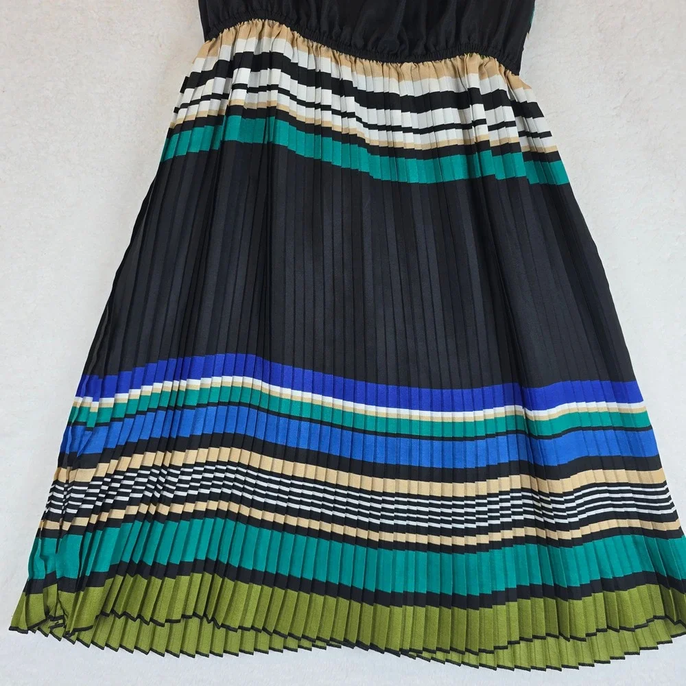 Y2K Wet Seal Sleeveless Pleated Striped Mini Dress Retro Indie Dopamine Women XS